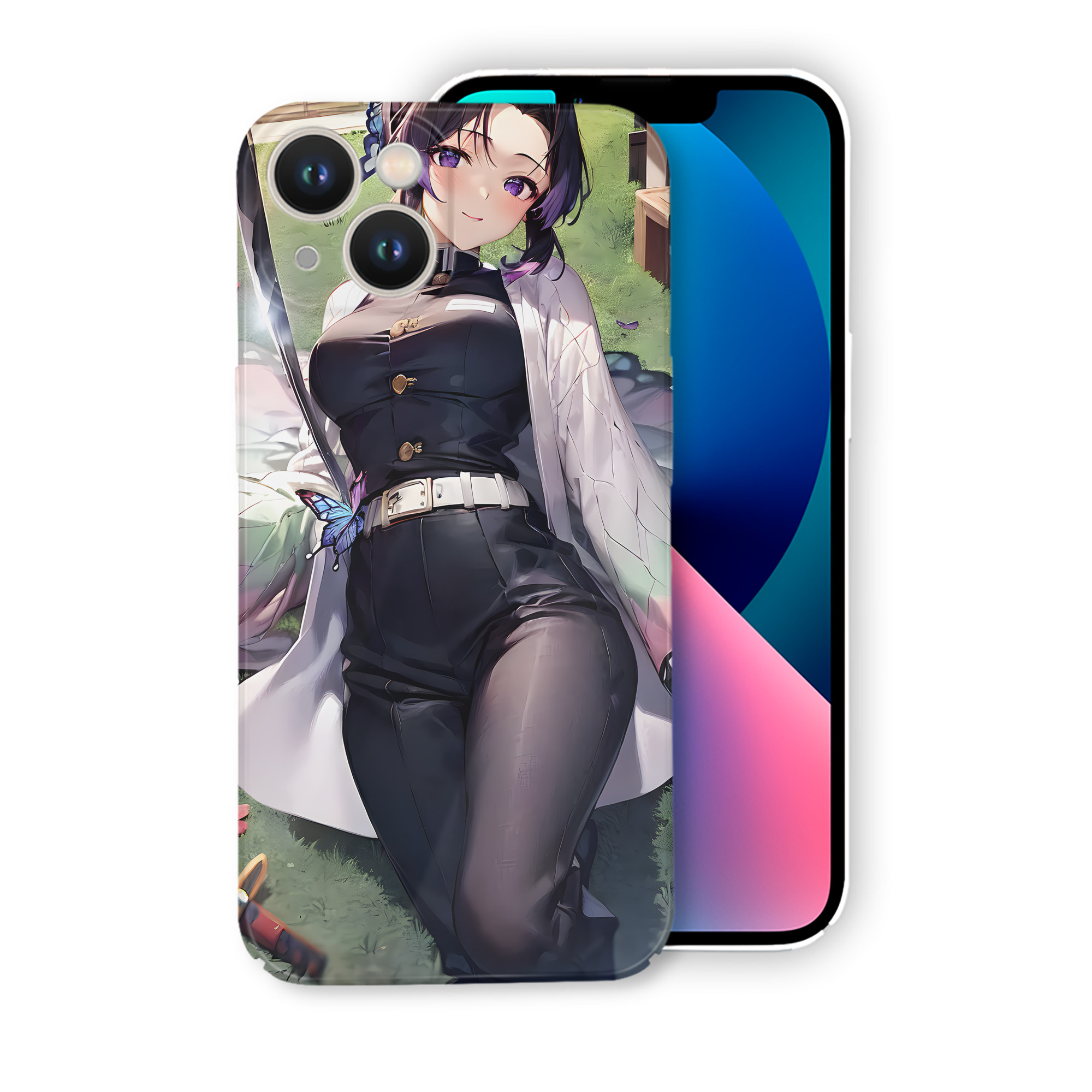 （画像用） 鬼滅の刃（きめつのやいば）蟲柱-胡蝶 しのぶ／こちょう しのぶ Kochou Shinobu 【iPhone 14シリーズ対応】ハードケース
